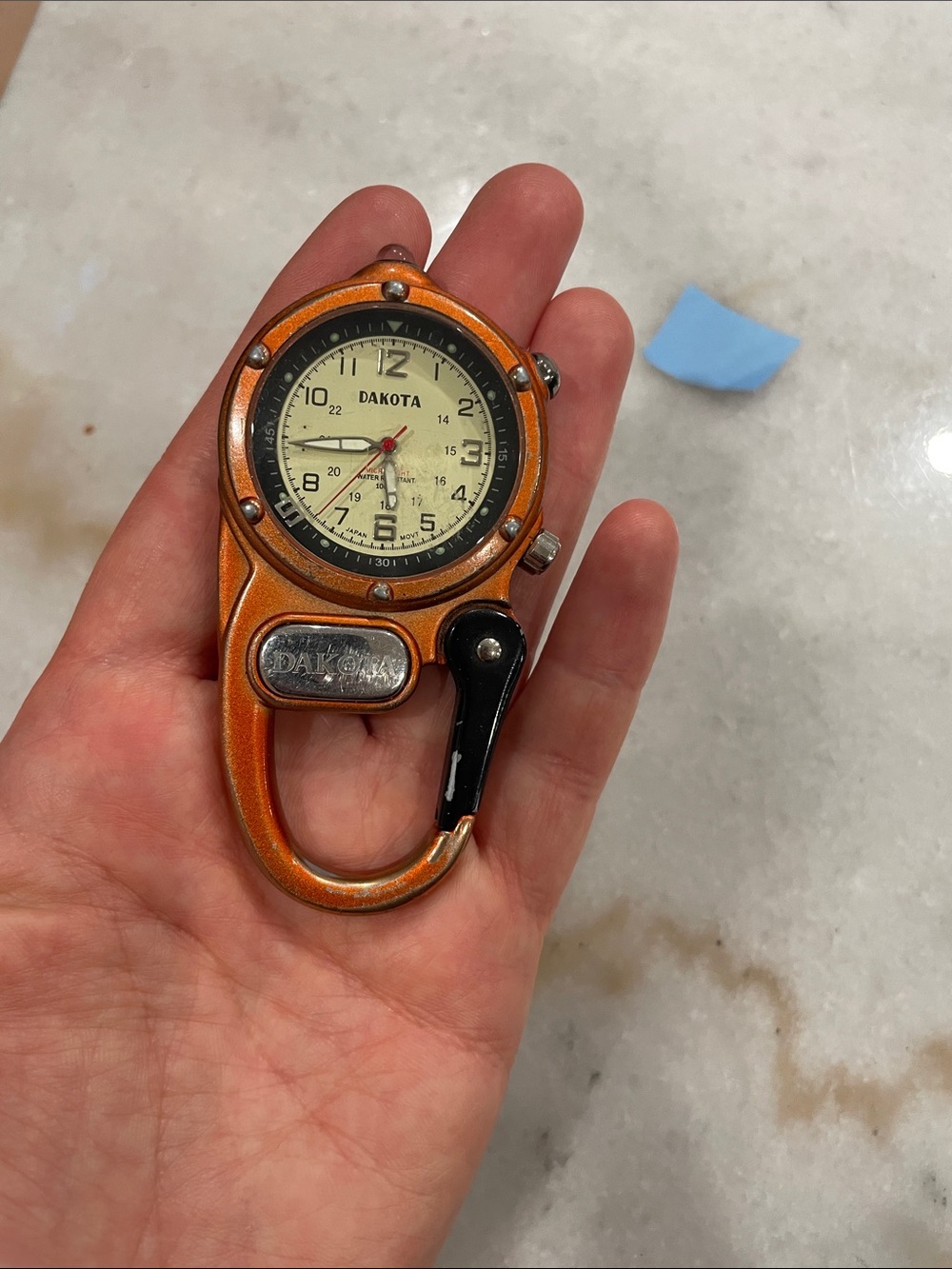 Orange Carabiner Watch - Men's Clip-On Accessory